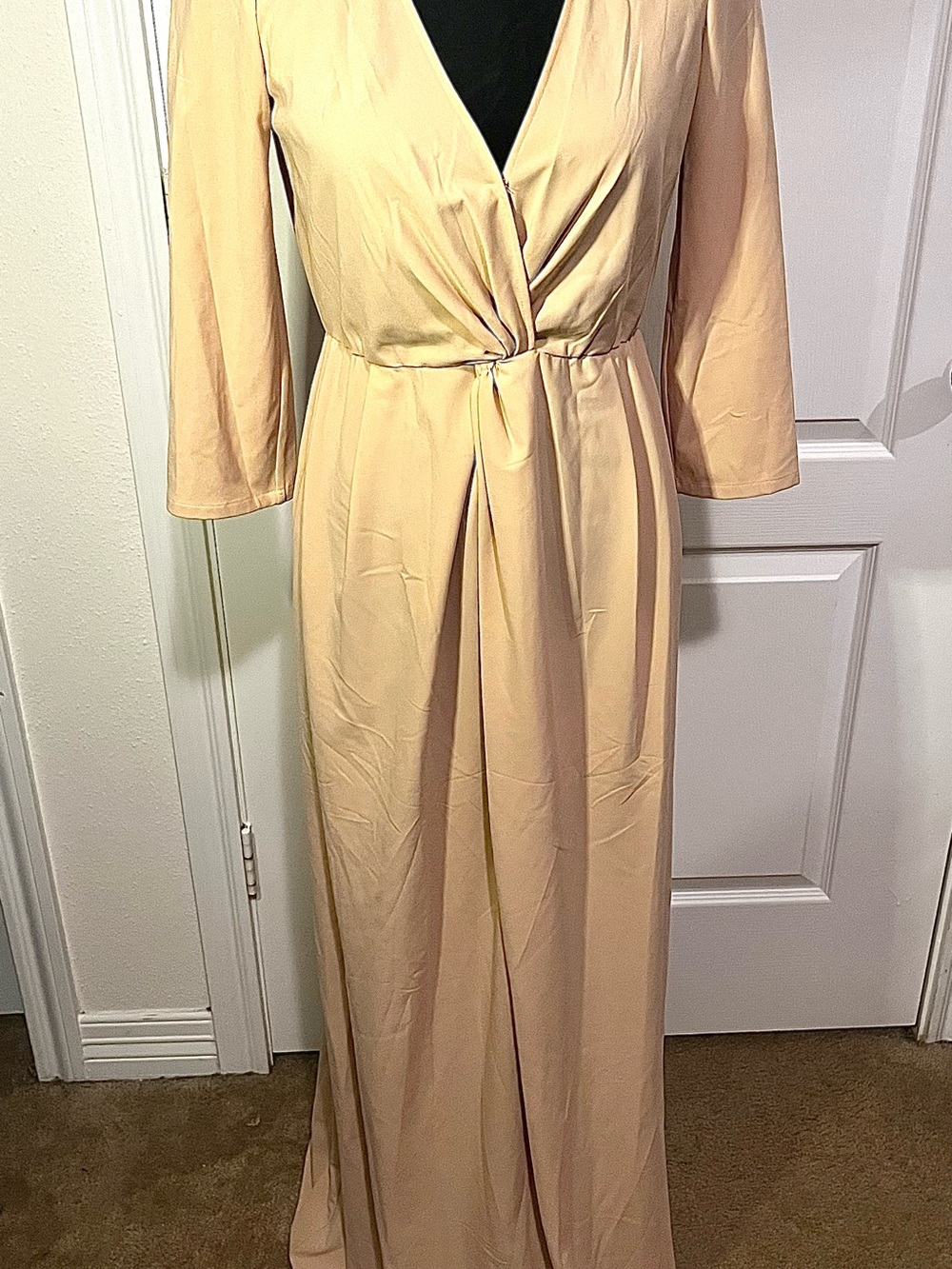 Patrizia Pepe Soft Beige Knotted-Front Maxi Dress